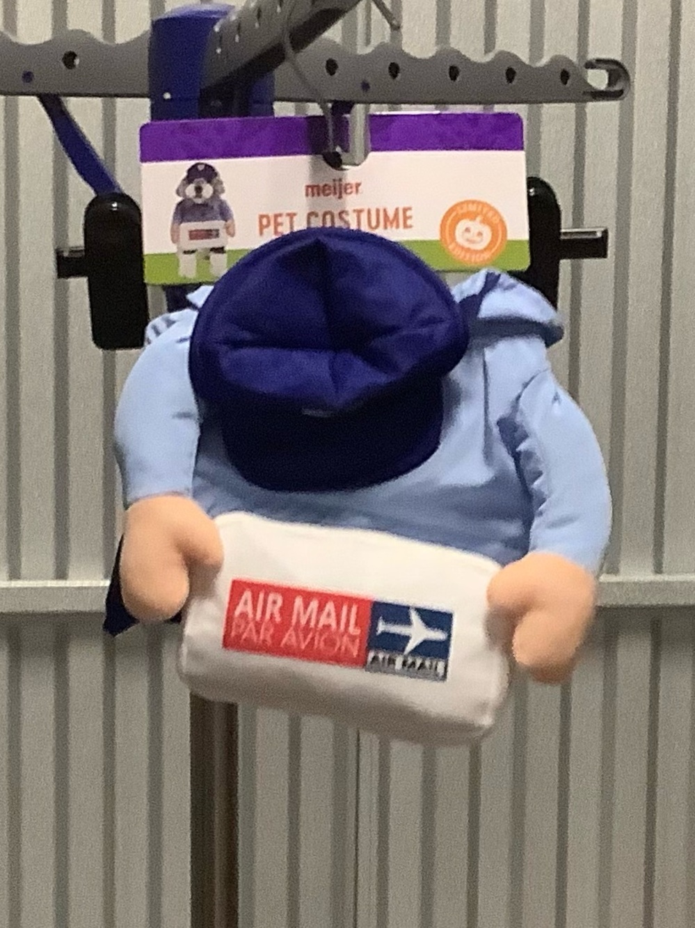 Light Blue Pet Mail Carrier Costume with Navy Cap size small